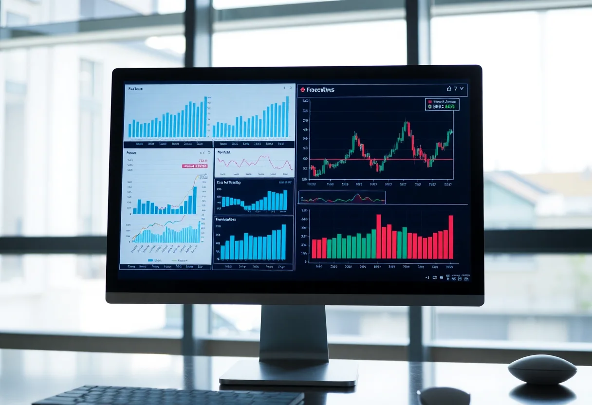 Financial charts and graphs on a modern computer screen display