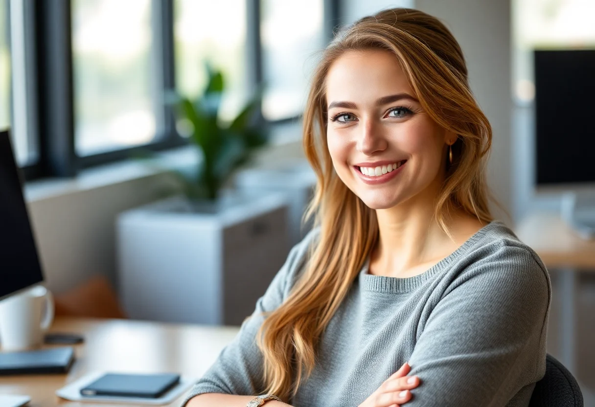 Photo of a satisfied female client